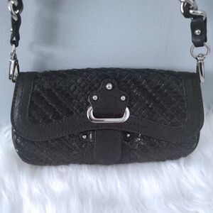 Lockheart vintage Y2K woven patent leather shoulder bag convertible clutch EUC